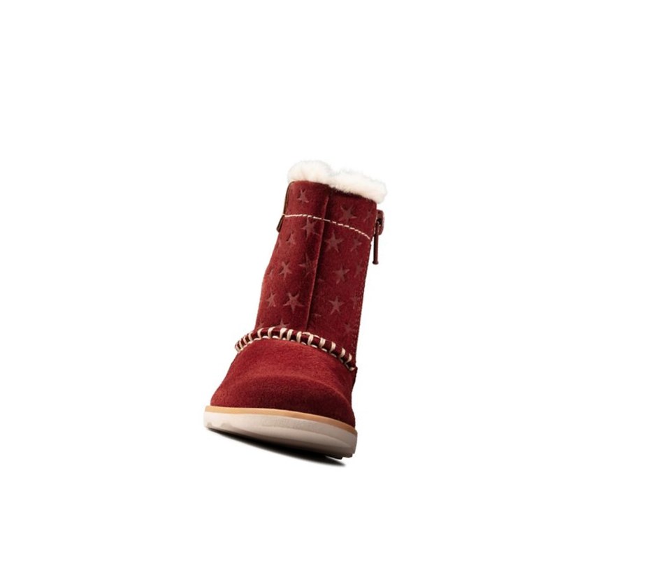 Bottes En Daim Clarks Crown Piper Daim Fille Rouge Foncé | XOUJ19653