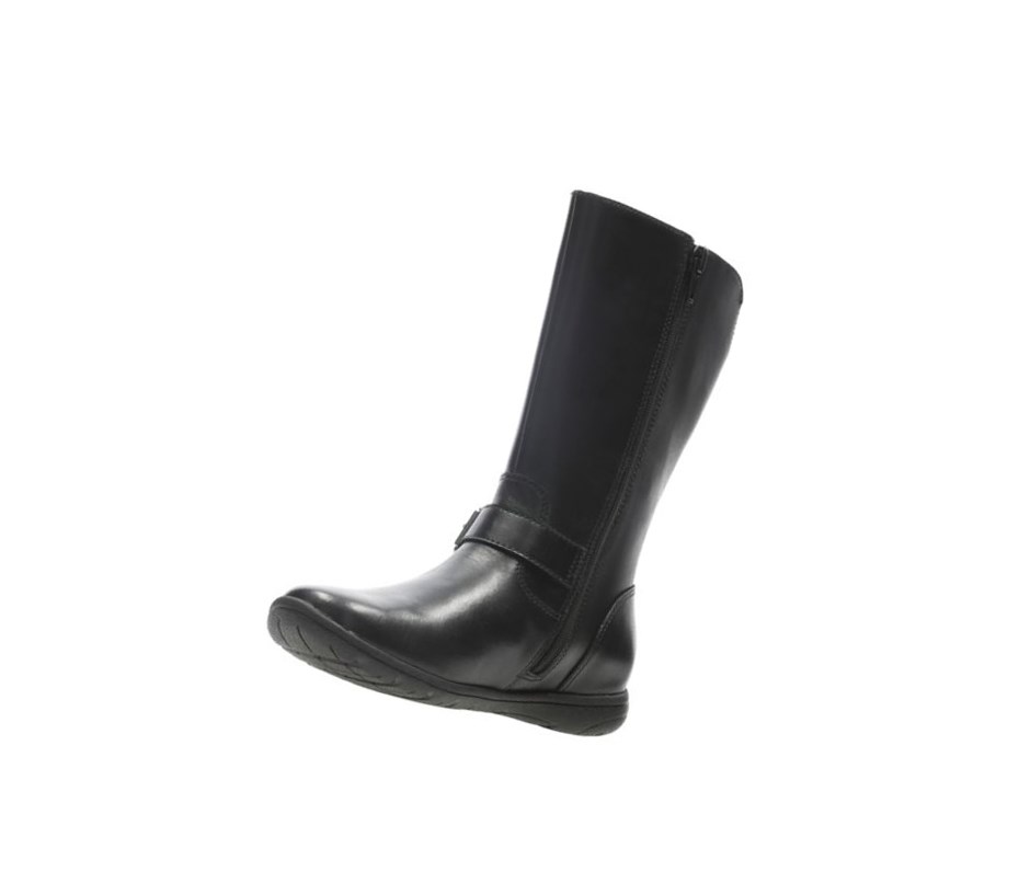 Bottes Hautes Clarks Venture Moon Cuir Fille Noir | AHRF25648