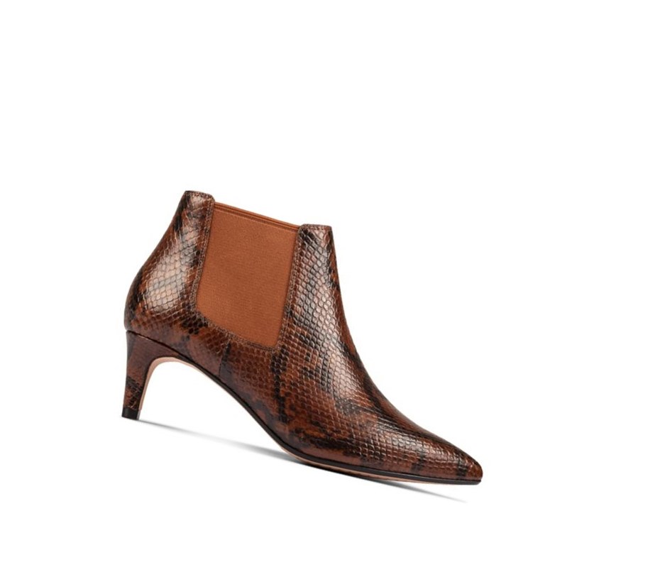 Bottes à Talons Clarks Laina 55 Cuir Femme Marron Foncé | JWMD45809