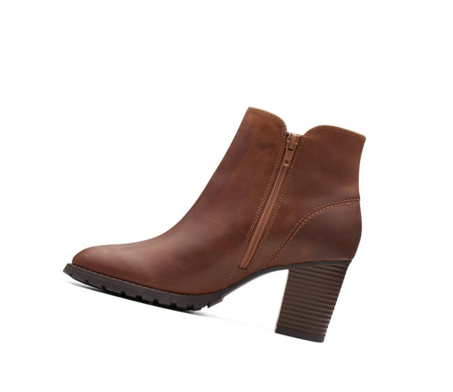 Bottes à Talons Clarks Verona Trish Cuir Femme Marron Foncé | YMGQ84512