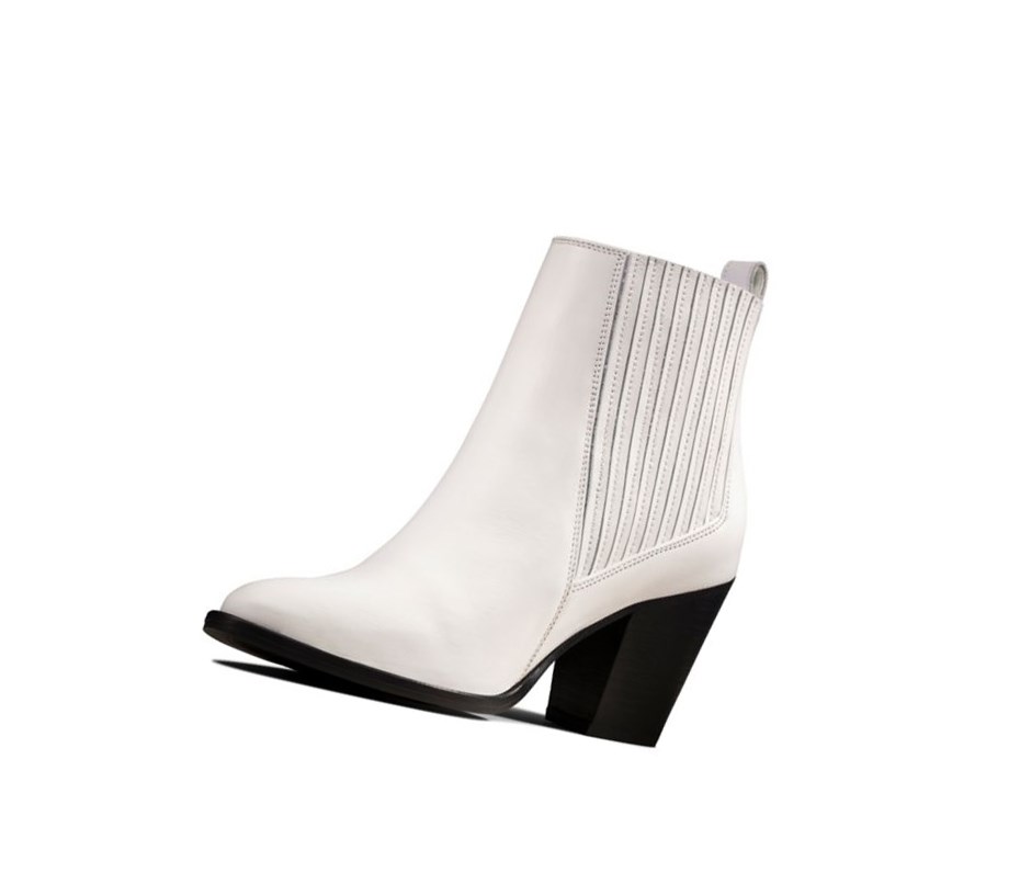 Bottes à Talons Clarks West Lo Cuir Femme Blanche | RJLO29174