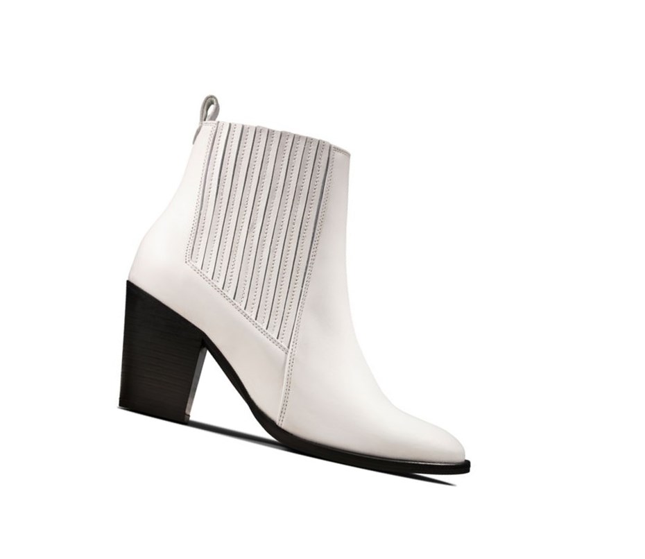 Bottes à Talons Clarks West Lo Cuir Femme Blanche | RJLO29174