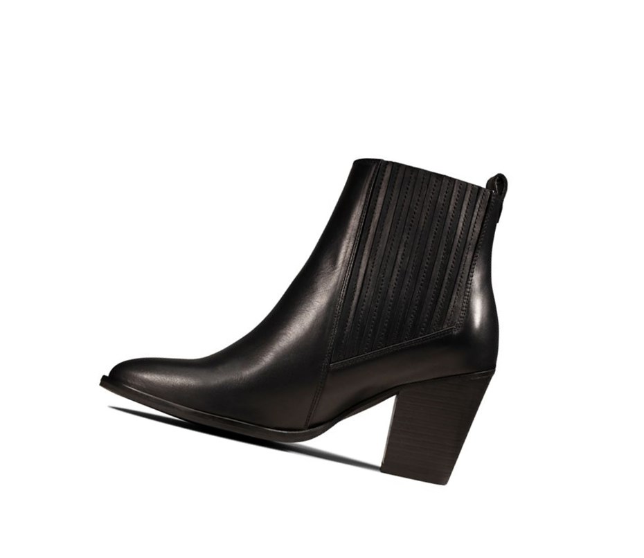 Bottes à Talons Clarks West Lo Cuir Femme Noir | WHJL94253