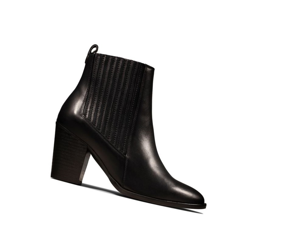 Bottes à Talons Clarks West Lo Cuir Femme Noir | WHJL94253