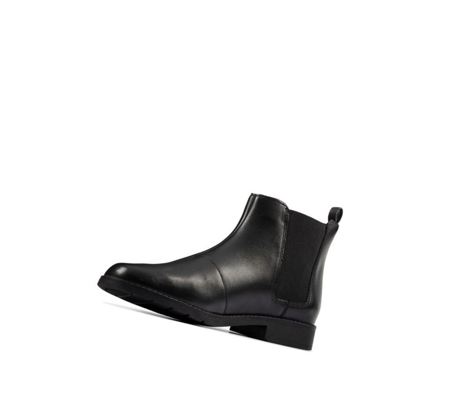 Bottines Chelsea Clarks Aubrie Walk Cuir Fille Noir | RTDS60325