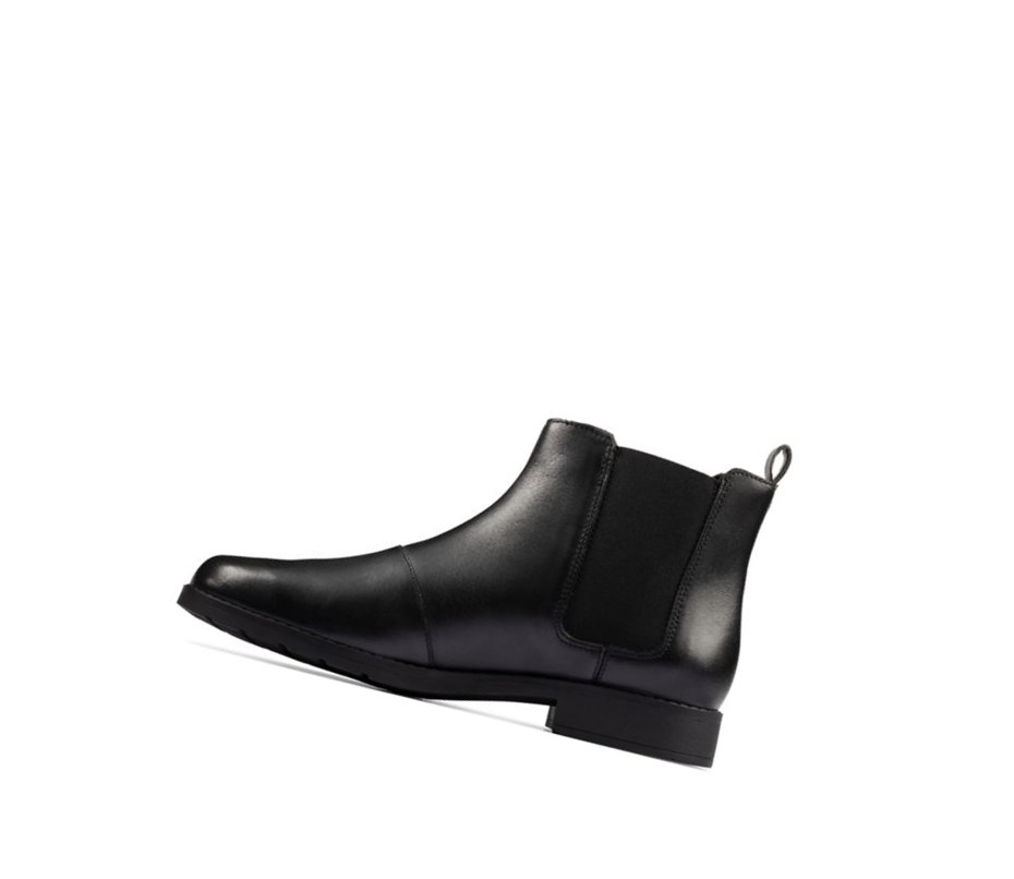 Bottines Chelsea Clarks Aubrie Walk Cuir Fille Noir | RTDS60325