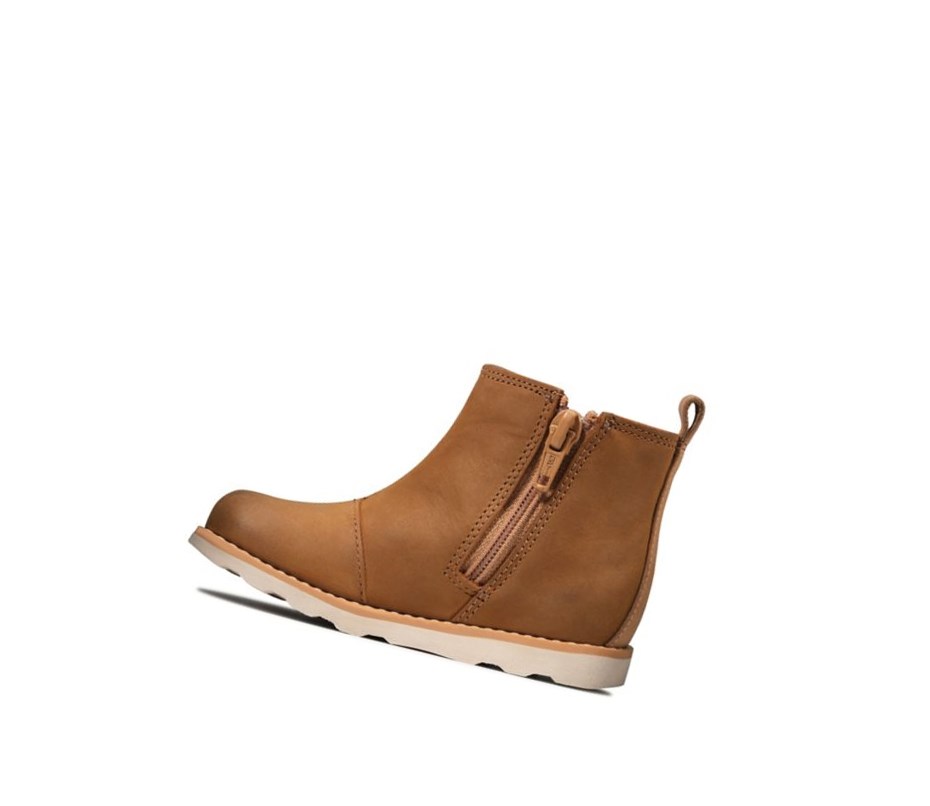 Bottines Chelsea Clarks Crown Halo Cuir Fille Marron | OBXI46759