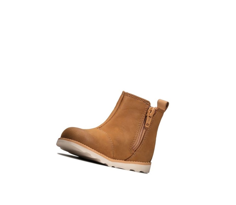 Bottines Chelsea Clarks Crown Halo Cuir Fille Marron | QYJK07298