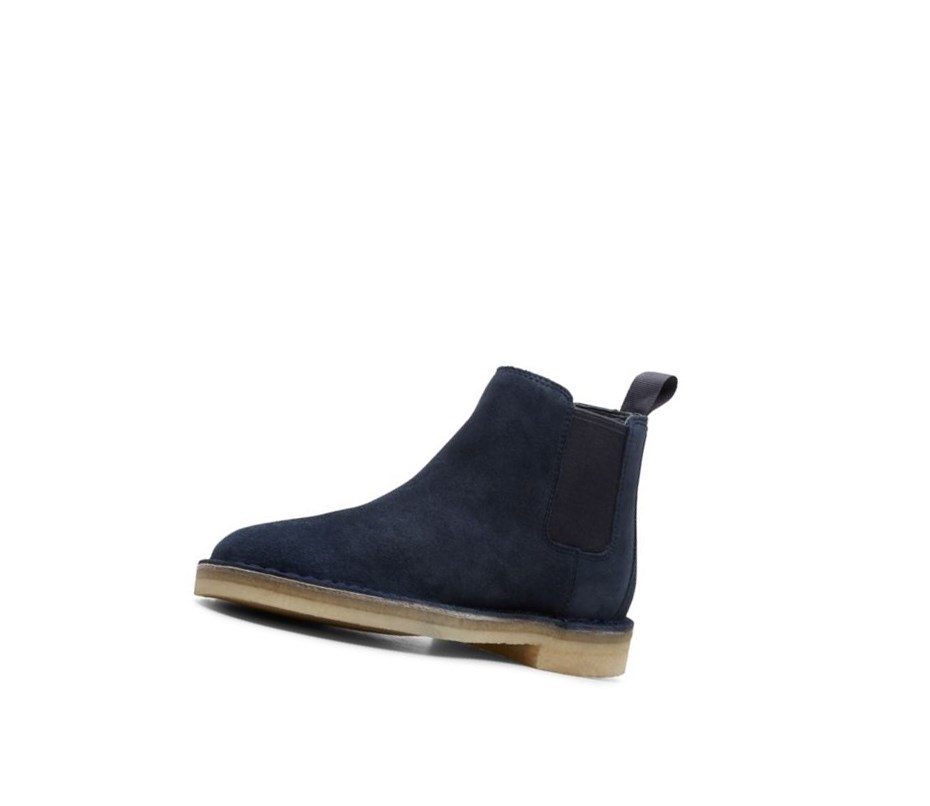 Bottines Chelsea Clarks Desert Daim Homme Bleu Marine | PMDZ58024