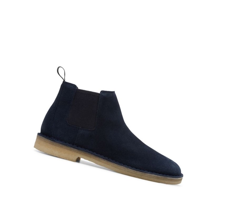 Bottines Chelsea Clarks Desert Daim Homme Bleu Marine | PMDZ58024