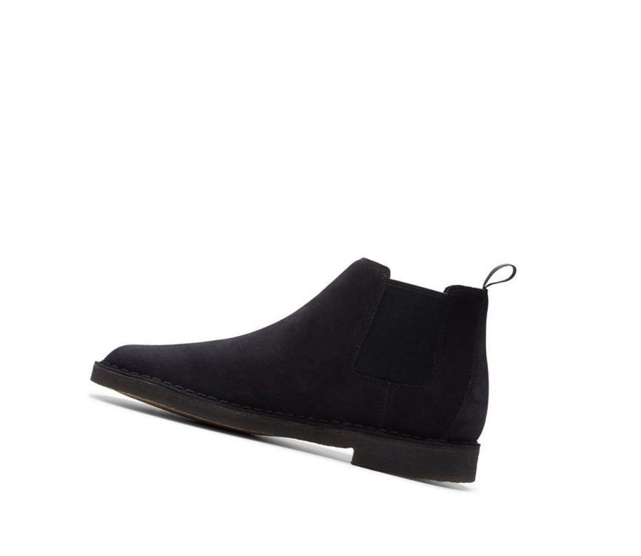 Bottines Chelsea Clarks Desert Daim Homme Noir | WFPM35178