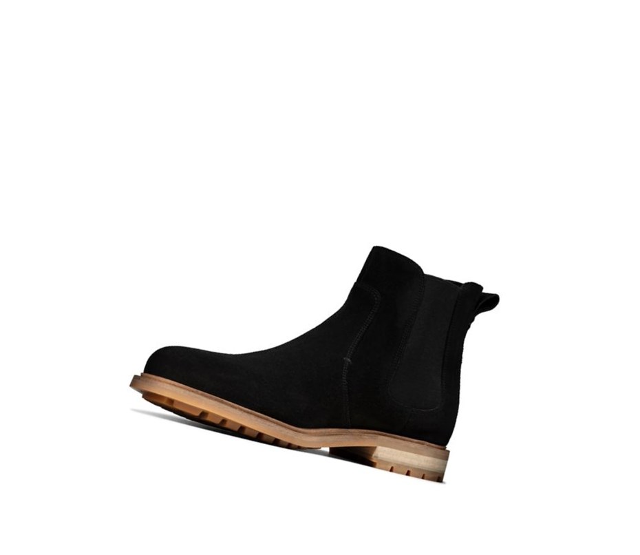 Bottines Chelsea Clarks Foxwell Top Daim Homme Noir | LNIQ51476