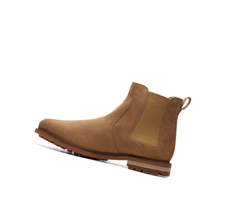 Bottines Chelsea Clarks Foxwell Top Daim Homme Marron | UGFE93782