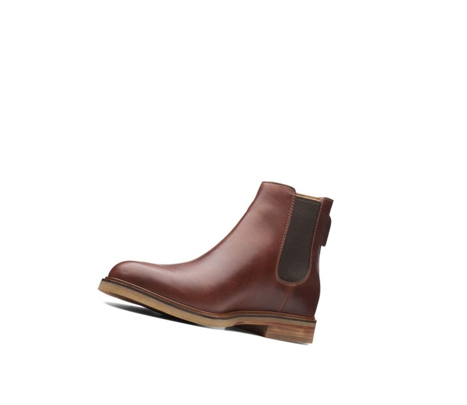 Bottines Chelsea Clarks Gobi Cuir Homme Marron Foncé | QILS41236