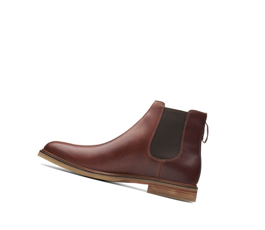 Bottines Chelsea Clarks Gobi Cuir Homme Marron Foncé | QILS41236