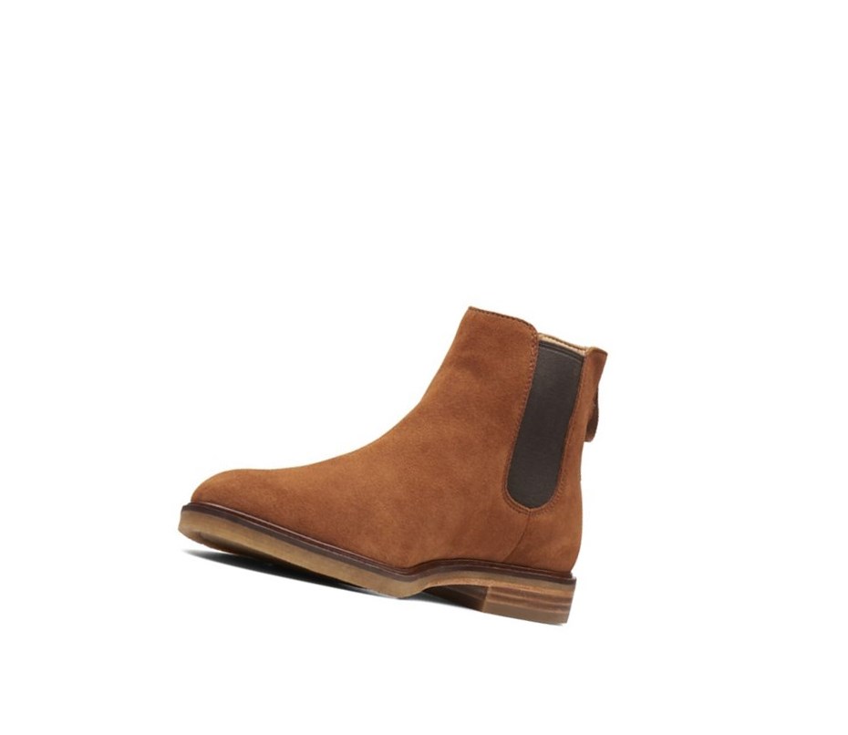 Bottines Chelsea Clarks Gobi Daim Homme Marron Foncé | IDPL12749