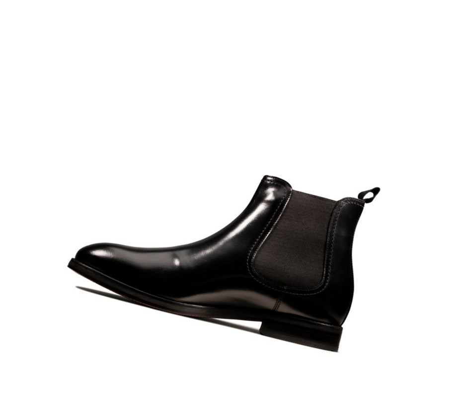 Bottines Chelsea Clarks Oliver Top Cuir Homme Noir | DYTA91056