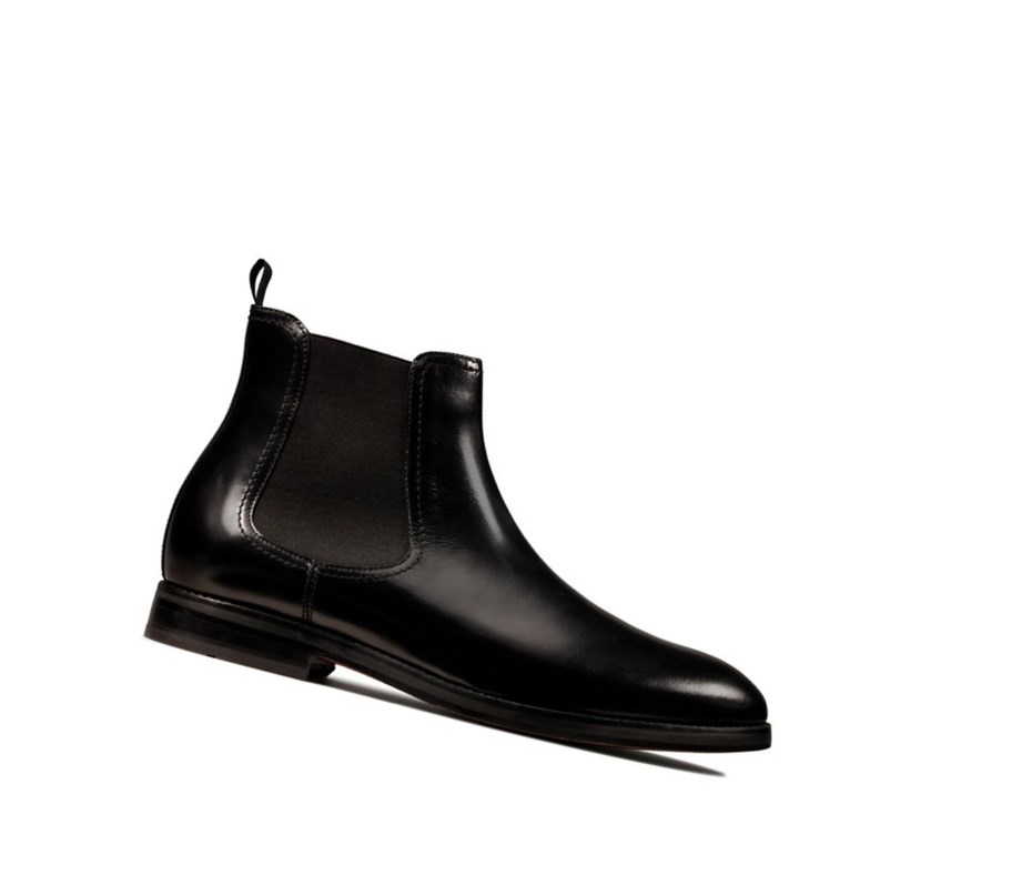 Bottines Chelsea Clarks Oliver Top Cuir Homme Noir | DYTA91056