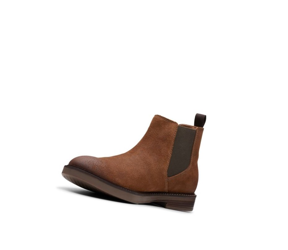 Bottines Chelsea Clarks Paulson Up Daim Homme Marron Foncé | IGWE89532