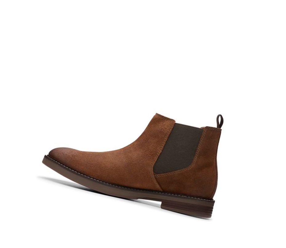 Bottines Chelsea Clarks Paulson Up Daim Homme Marron Foncé | IGWE89532