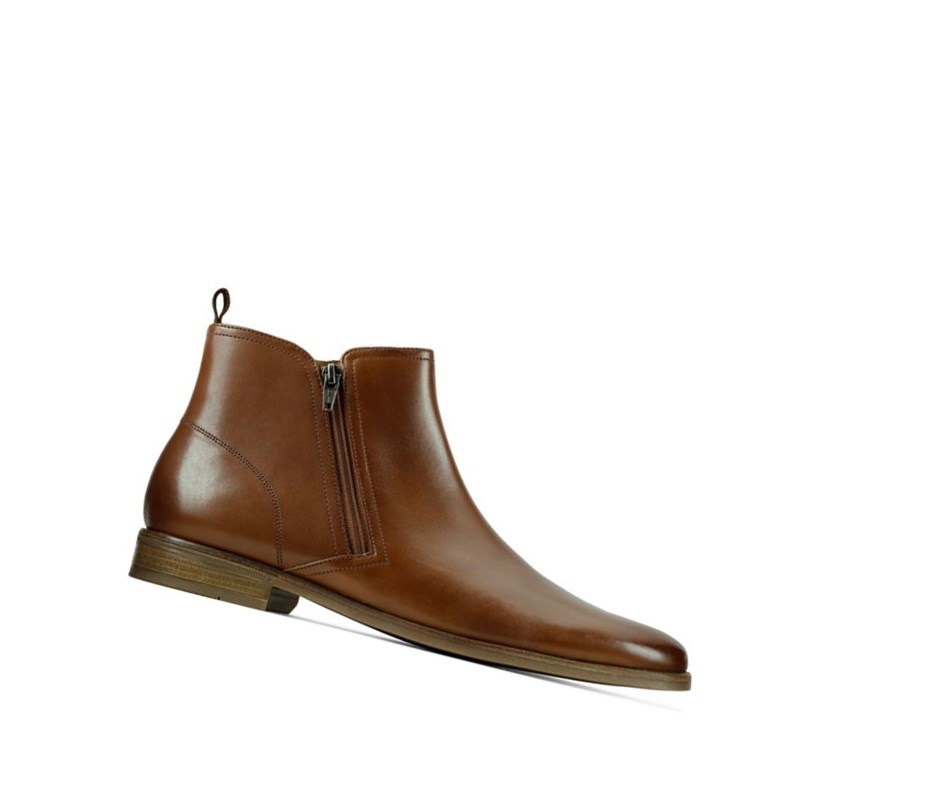 Bottines Chelsea Clarks Stanford Zip Cuir Homme Marron | DOEV92650