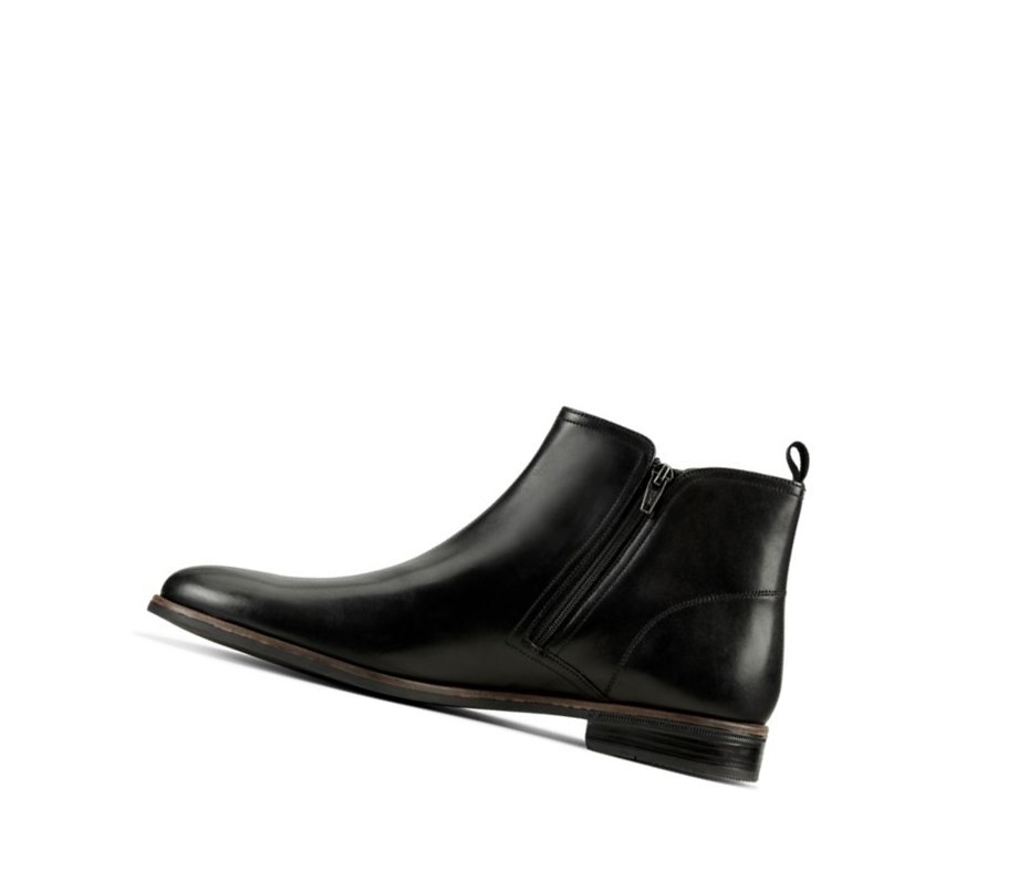 Bottines Chelsea Clarks Stanford Zip Cuir Homme Noir | ENGC45219