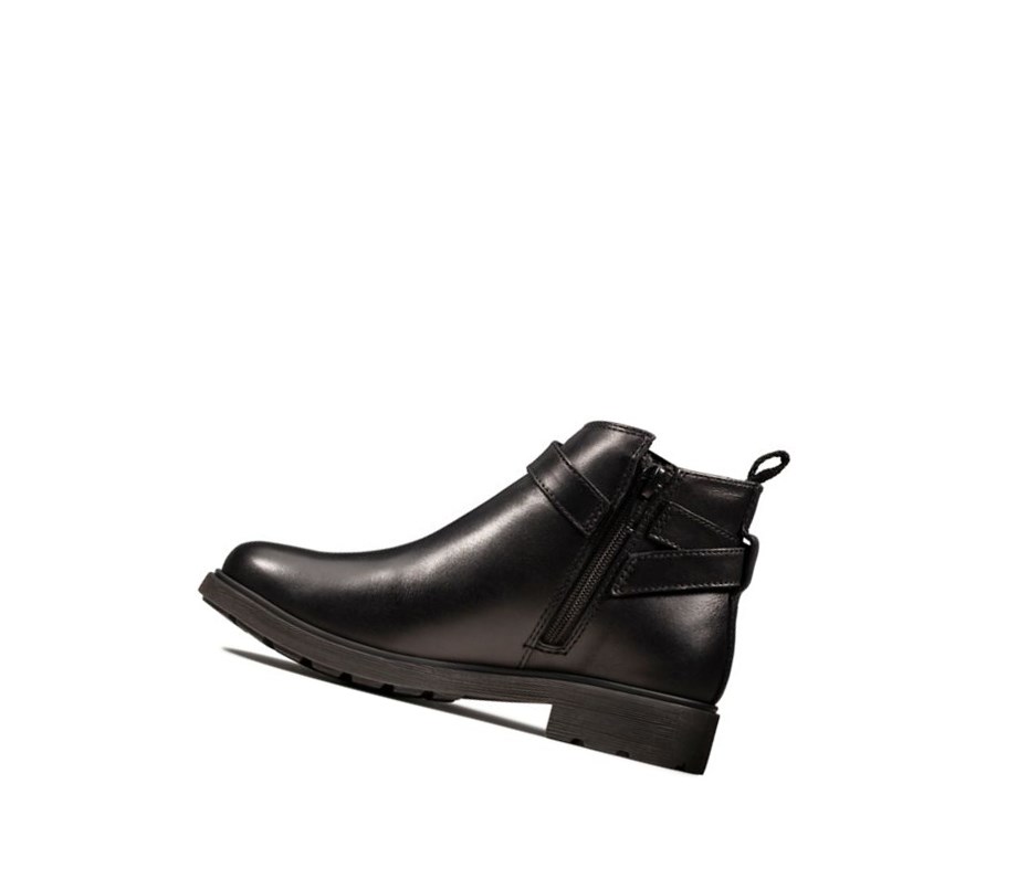 Bottines Clarks Astrol Soar Cuir Fille Noir | OJRW51374