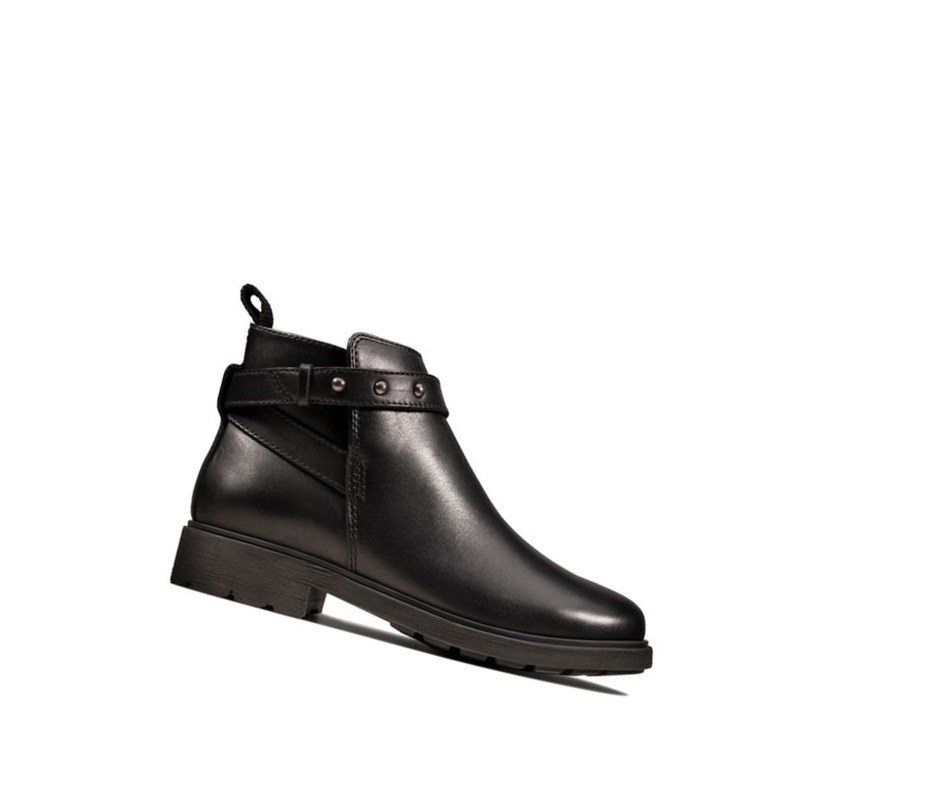 Bottines Clarks Astrol Soar Cuir Fille Noir | OJRW51374