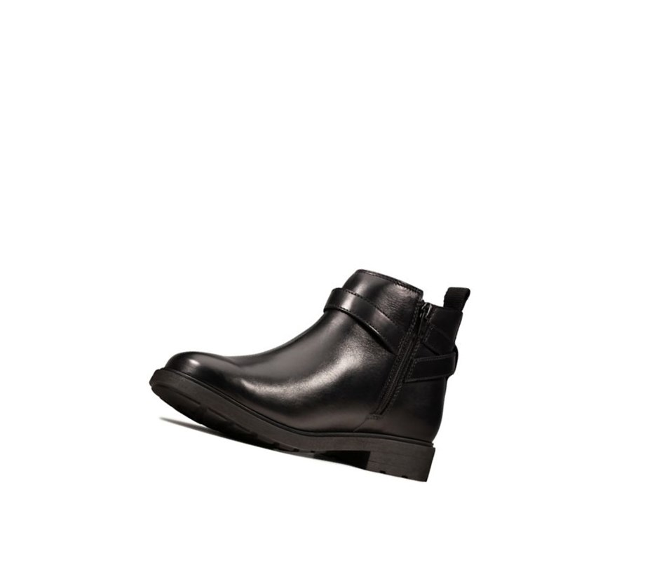 Bottines Clarks Astrol Soar Cuir Fille Noir | YWGH07825