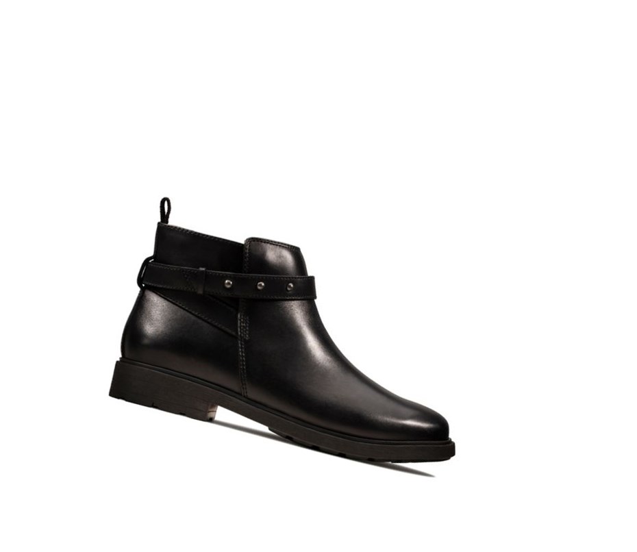 Bottines Clarks Astrol Soar Cuir Fille Noir | YWGH07825