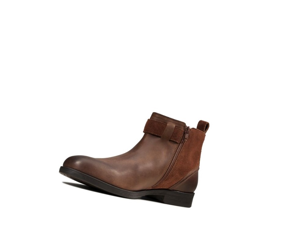 Bottines Clarks Brocton Zip Cuir Homme Marron | HUCR91624