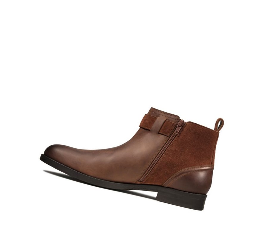 Bottines Clarks Brocton Zip Cuir Homme Marron | HUCR91624