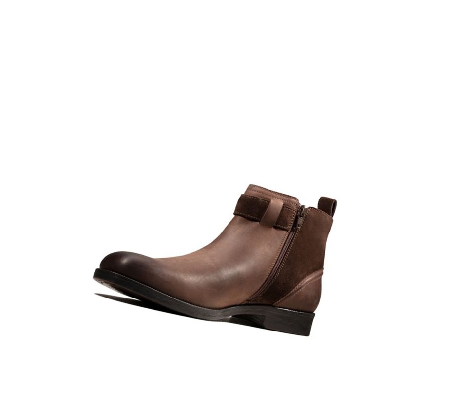 Bottines Clarks Brocton Zip Cuir Homme Marron | RSYB95348