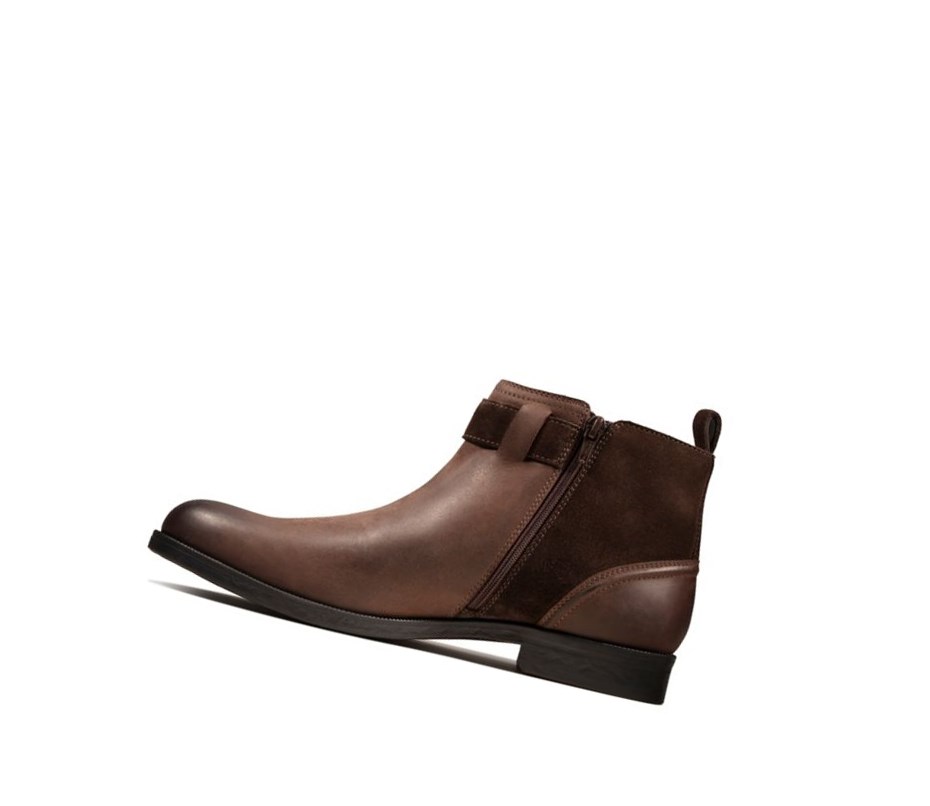 Bottines Clarks Brocton Zip Cuir Homme Marron | RSYB95348