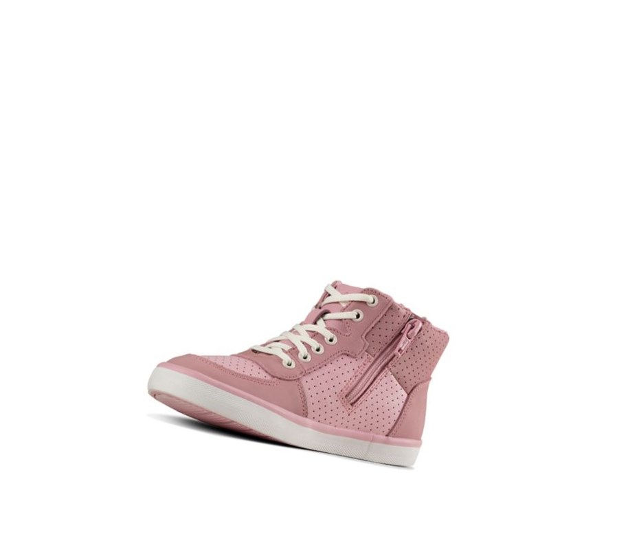 Bottines Clarks City Flake Cuir Fille Rose | WFXS18537