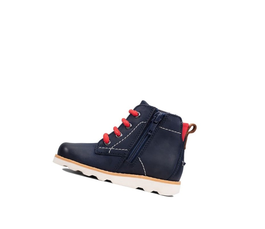 Bottines Clarks Crown Hike Cuir Fille Bleu Marine | SEFX69083