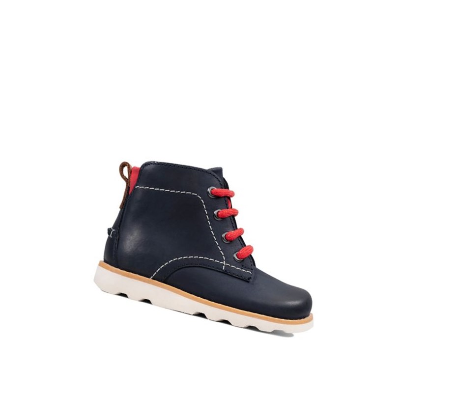 Bottines Clarks Crown Hike Cuir Fille Bleu Marine | SEFX69083