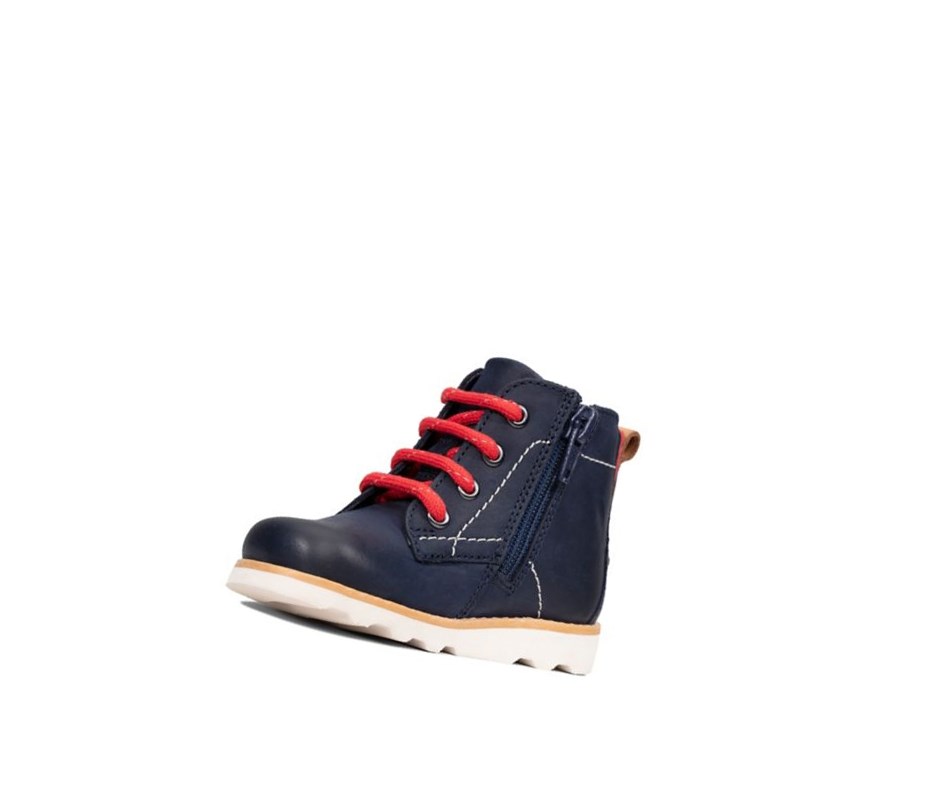 Bottines Clarks Crown Hike Cuir Garcon Bleu Marine | HBDG10253