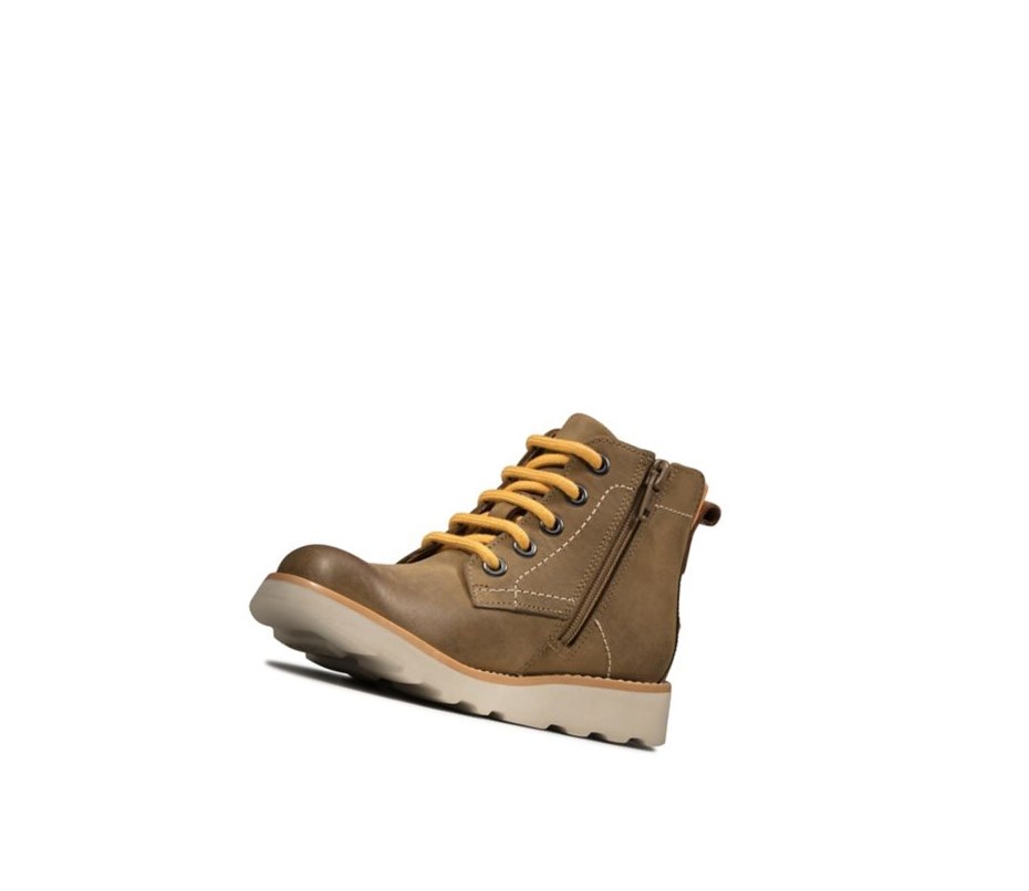 Bottines Clarks Crown Hike Cuir Garcon Marron | YUTO31259