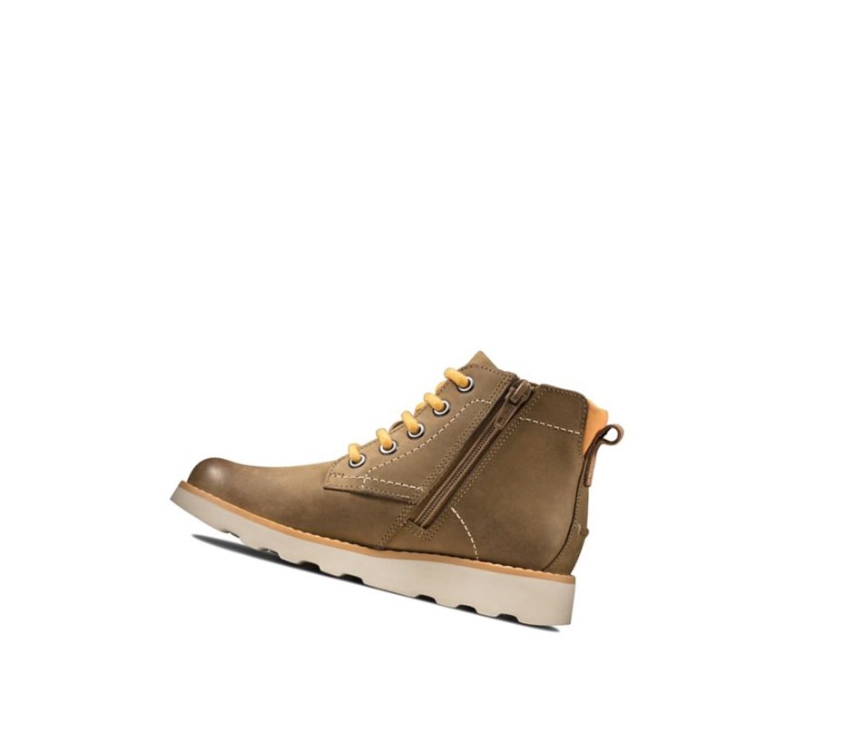 Bottines Clarks Crown Hike Cuir Garcon Marron | YUTO31259