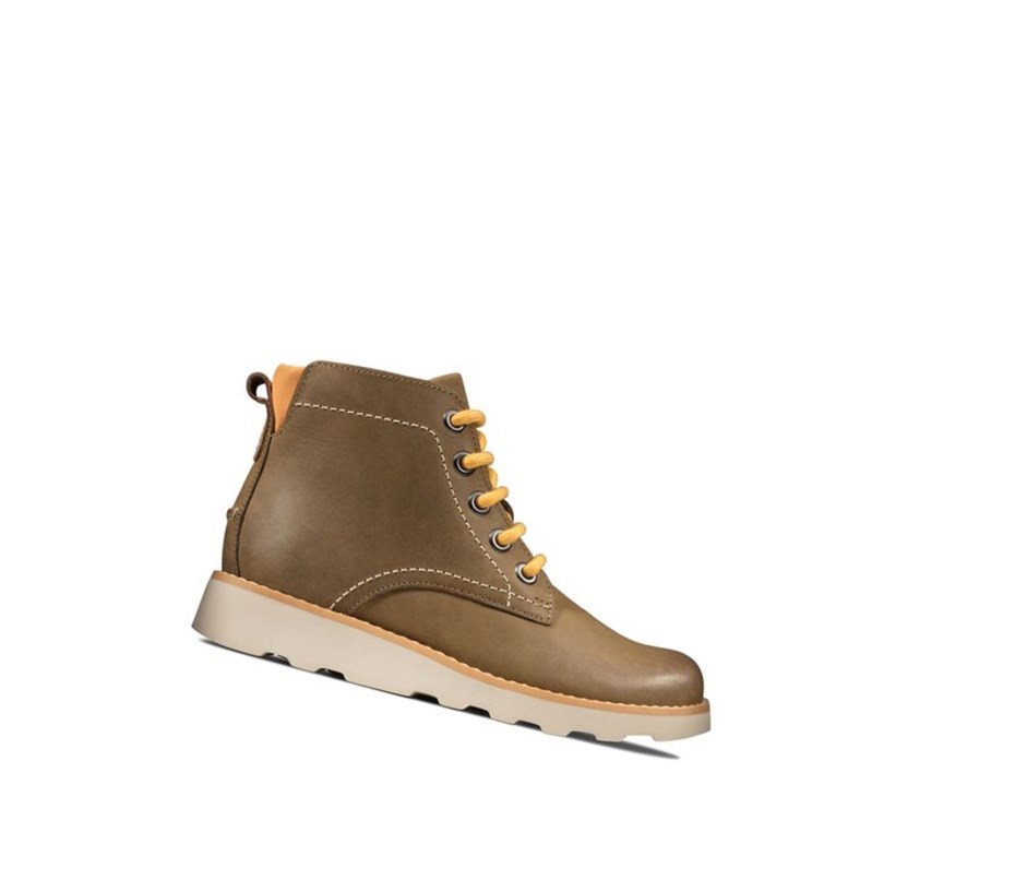 Bottines Clarks Crown Hike Cuir Garcon Marron | YUTO31259