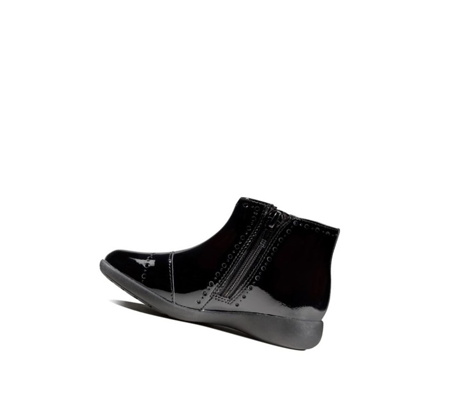 Bottines Clarks Etch Form Vernis Fille Noir | HDLQ09263