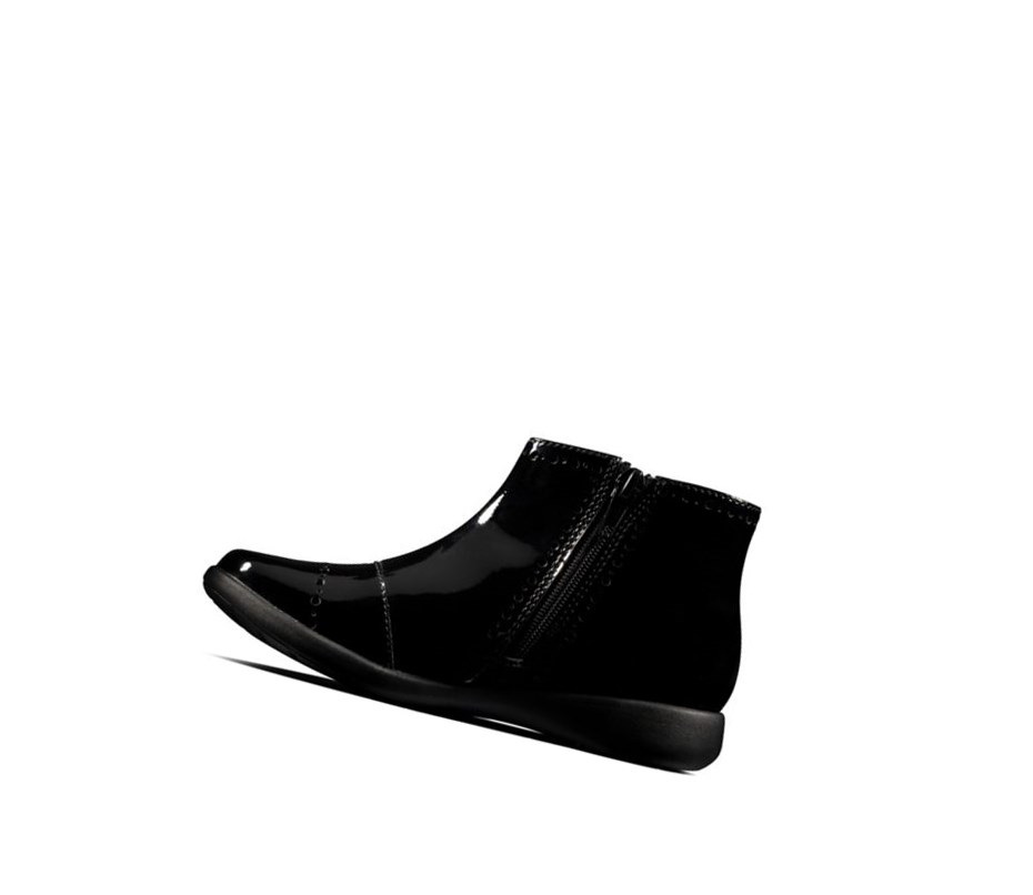 Bottines Clarks Etch Form Vernis Fille Noir | OFZB56718