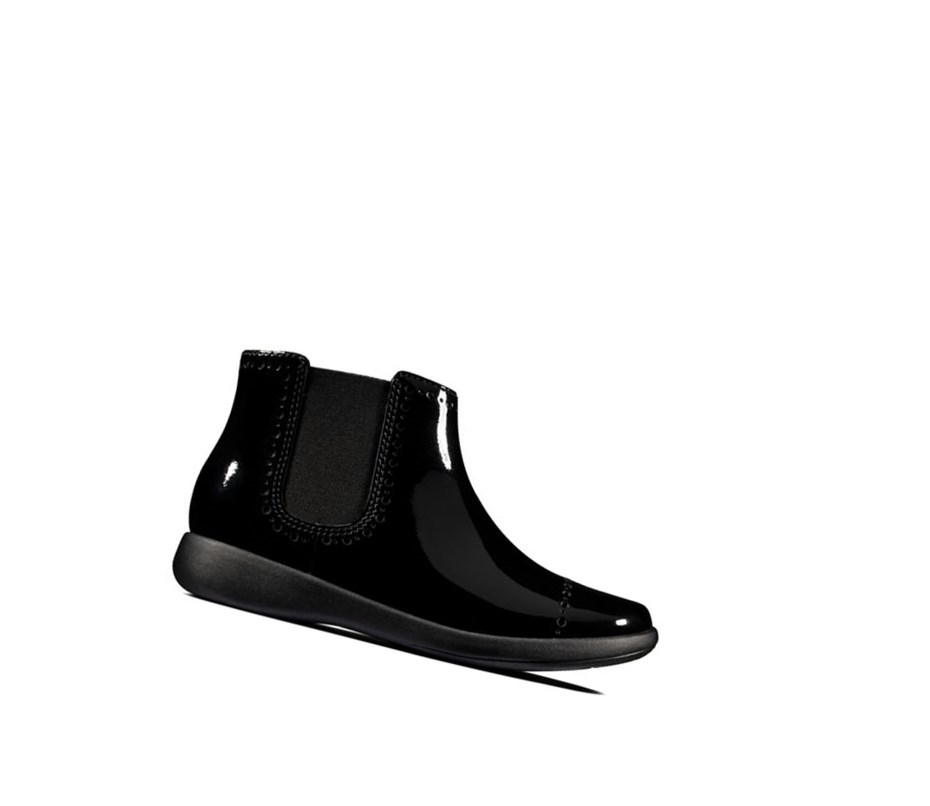 Bottines Clarks Etch Form Vernis Fille Noir | OFZB56718