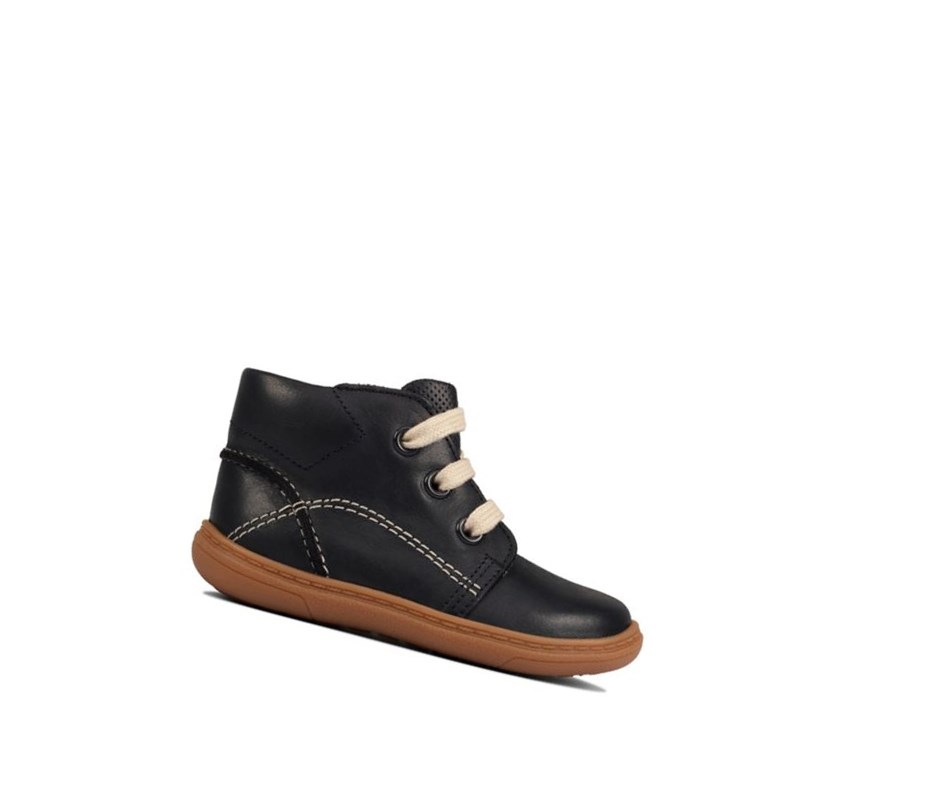 Bottines Clarks Flash Cuir Garcon Bleu Marine | MSDF58432