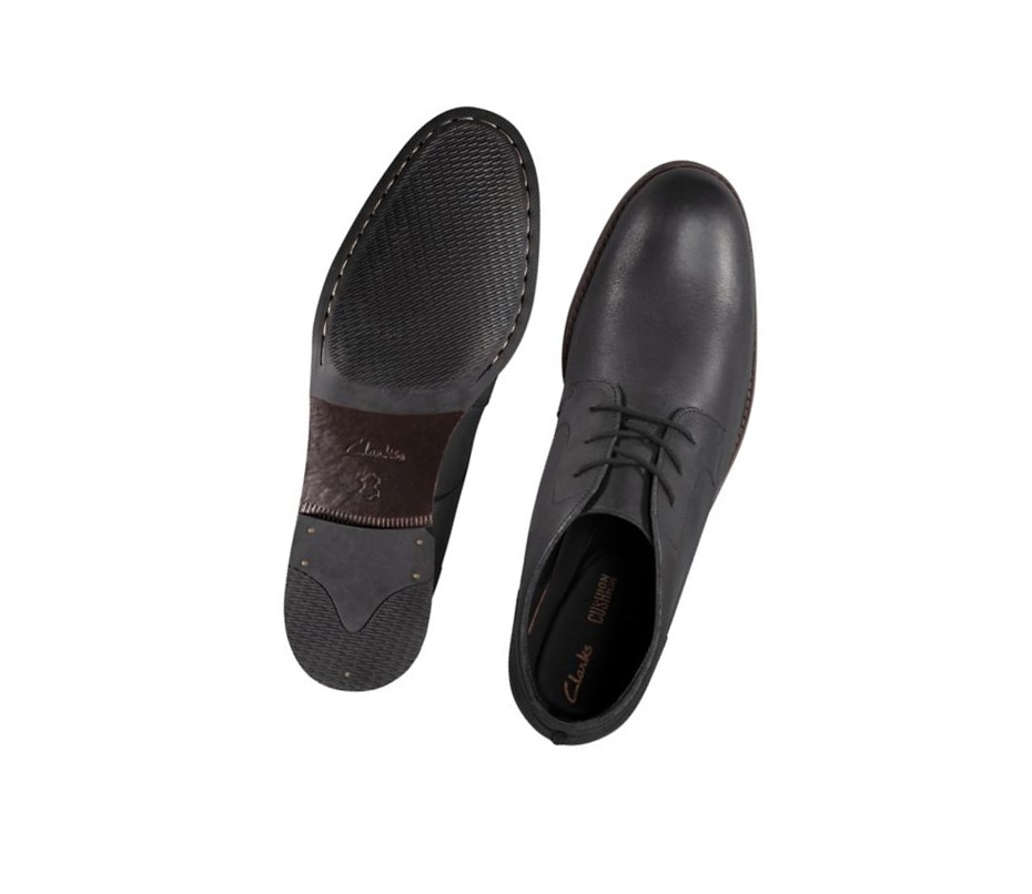 Bottines Clarks Flow Top Cuir Homme Noir | OHYS73496