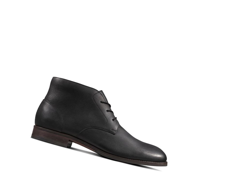 Bottines Clarks Flow Top Cuir Homme Noir | OHYS73496