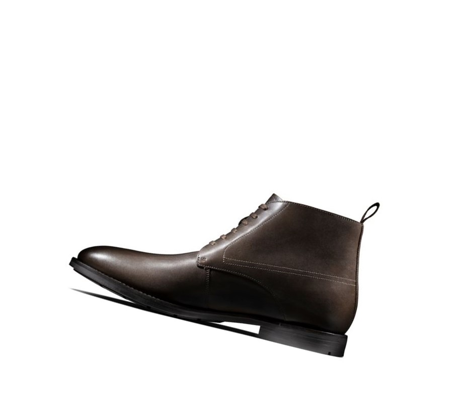 Bottines Clarks Ronnie Up Gore-tex Cuir Homme Marron Foncé | ZMUY60231