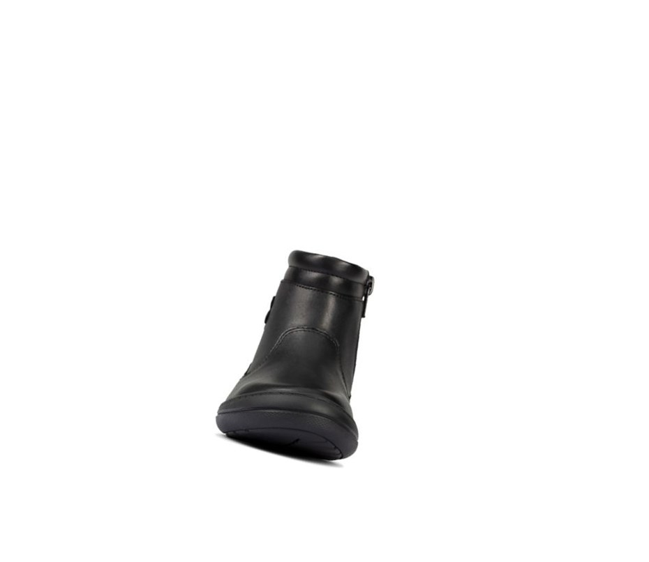 Bottines Clarks Scooter Go Gore-tex Cuir Fille Noir | AQPS37695