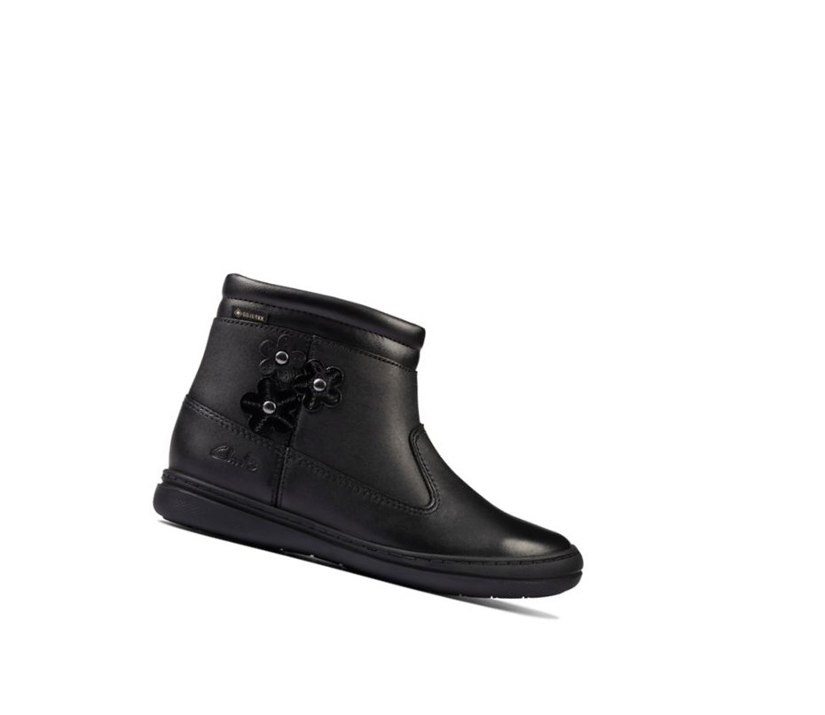 Bottines Clarks Scooter Go Gore-tex Cuir Fille Noir | AQPS37695